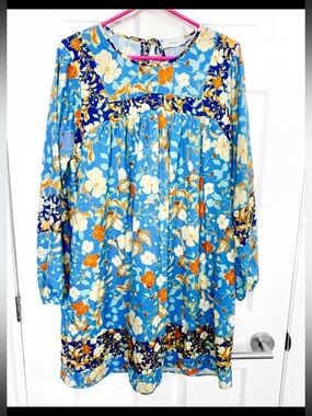 Greylin Blue Floral Dress - Like New